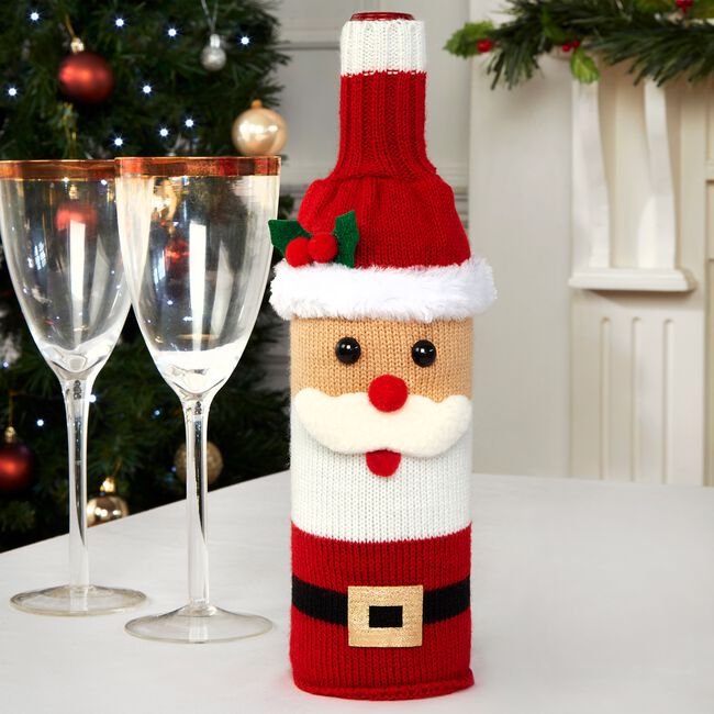 Knitted Santa Bottle Cover