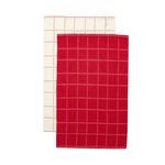 Check Kitchen Tea Towel 2 Pack - Red