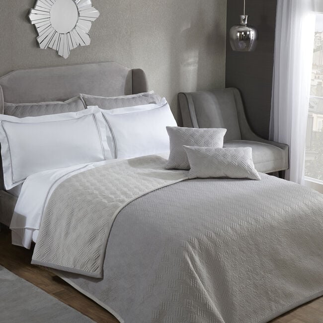 Quilted Velvet Bedspread 220cm 230cm - Grey