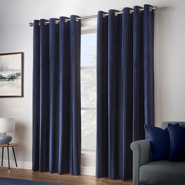 THERMAL BRUSHED STRIPE NAVY 66x54 Curtain