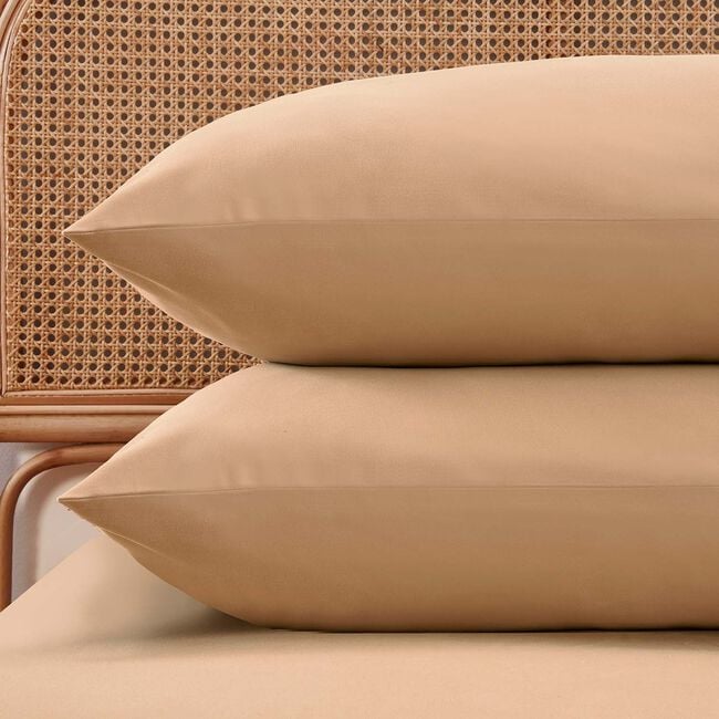 HOUSEWIFE PILLOWCASE PAIR Brushed Cotton Twill Sand