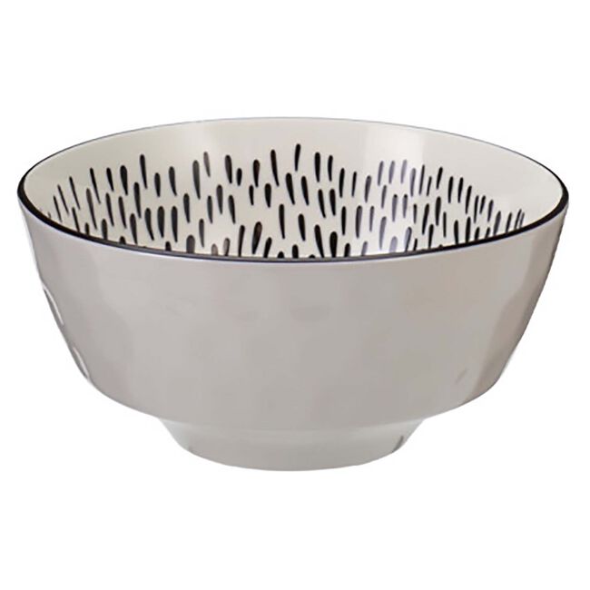 Siaki Cream & Black Printed Snack Bowl