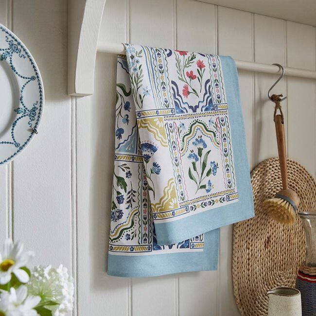 Boho Floral Cotton Tea Towel