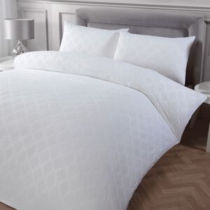 SINGLE DUVET COVER Trellis Waffle Jacquard White
