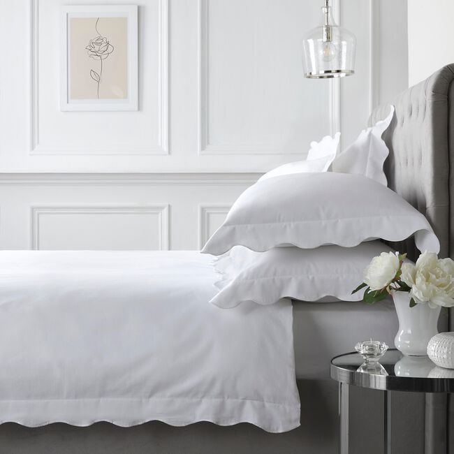 DOUBLE DUVET COVER Appletree Scallop Edge White