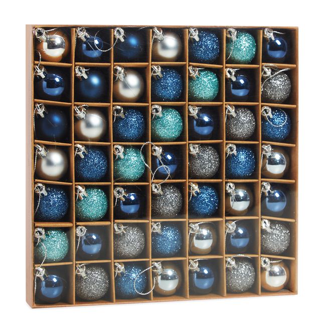 49 PACK BLUE & Silver Bauble Set