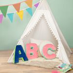 LETTER E Cushion Blue/Green