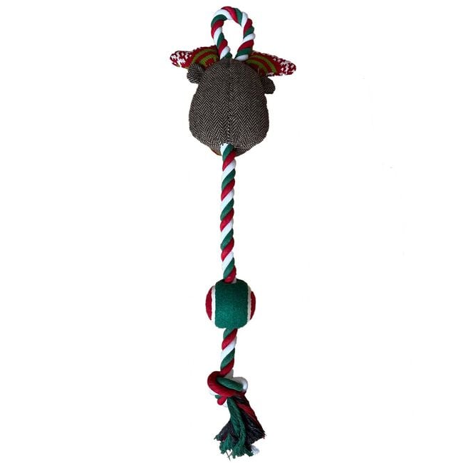 Christmas Reindeer Rope & Plush Dog Toy