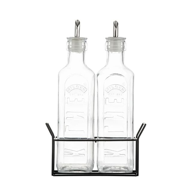 Kilner Oil Bottle Set with Metal Rack