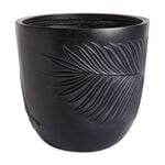 LEAF DESIGN Large Black Washed Fibre Clay Pot