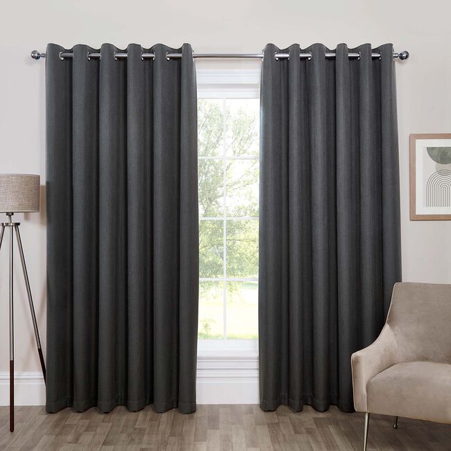 BLACKOUT & THERMAL BRUSHED GUNMETAL 66x54 Curtain
