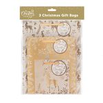 3 Gift Bags - Gold Reindeer
