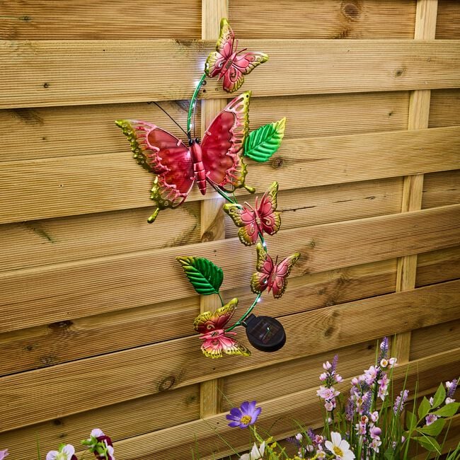 Solar Butterfly Vine Wall Light Art