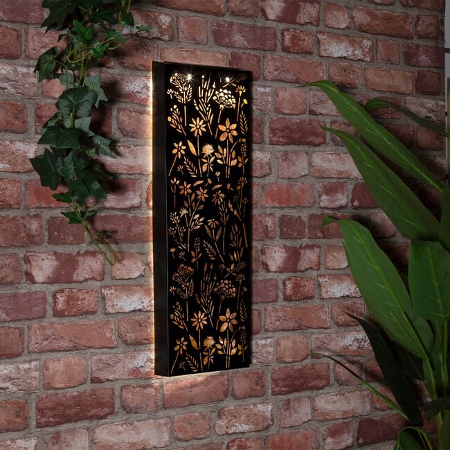 Flowers Solar Metal Garden Wall Panel