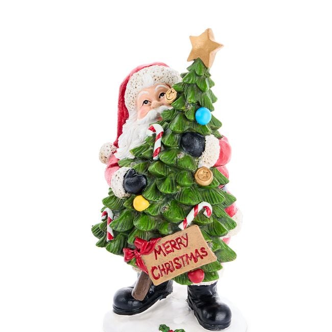 Santa With Light Up Christmas Tree