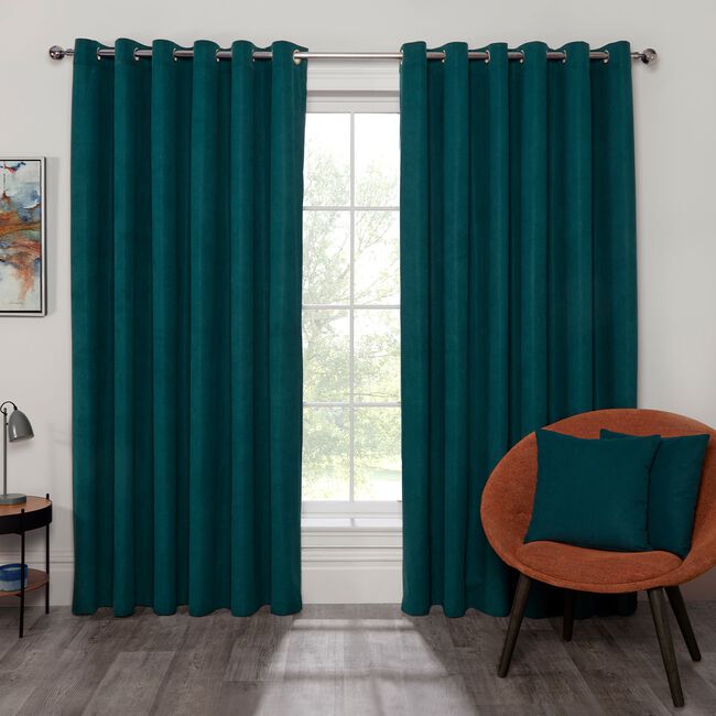 BLACKOUT & THERMAL CORDUROY TEAL 66x54 Curtain