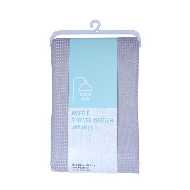 Waffle Shower Curtain Grey