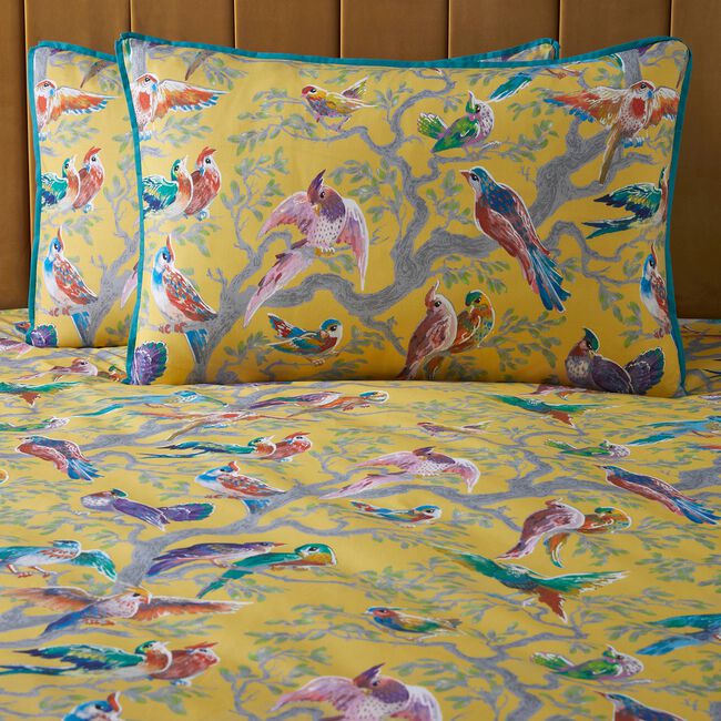 DOUBLE DUVET COVER Laurence Llewelyn-Bowen Birdity Absurdity Yellow