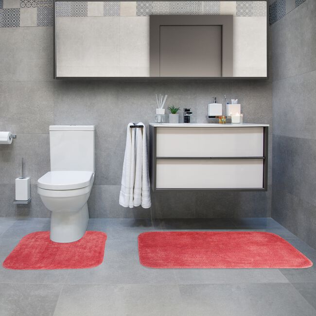 COTTON PLAIN DYE BLUSH 2PCE Bathroom Set