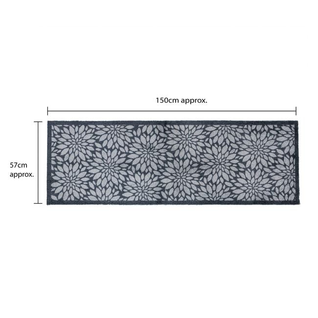 Flowers Black/Grey Mega Runner 57cm x 150cm