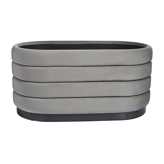 LARGE OVAL GREY VELVET Ottoman