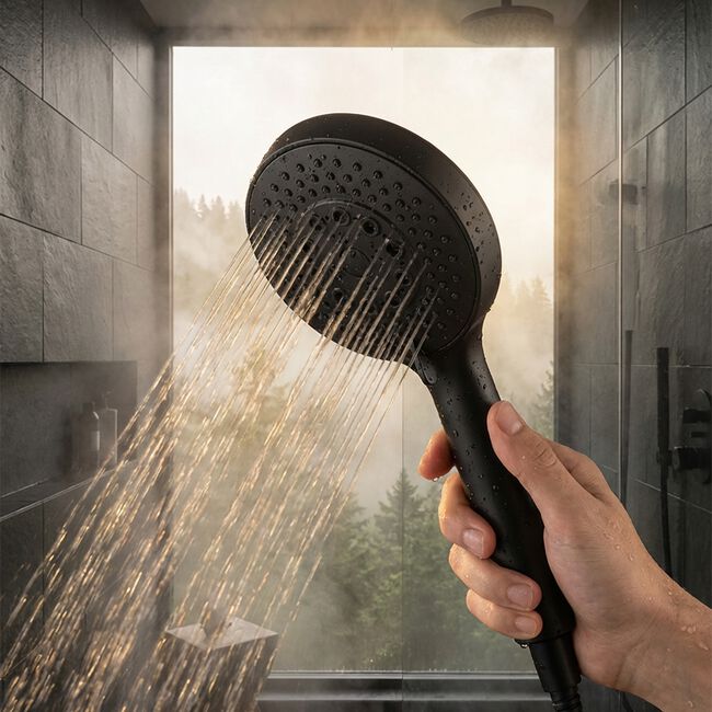 DE VIELLE 5 FUNCTION Black Jet Shower Head 