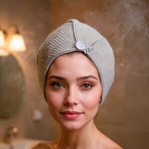 NICOLE DAY WAFFLE GREY Hair Turban