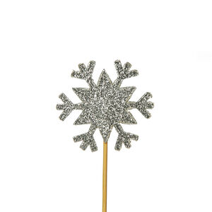 Glitter Snowflake Cupcake Toppers 12 Pack - Silver