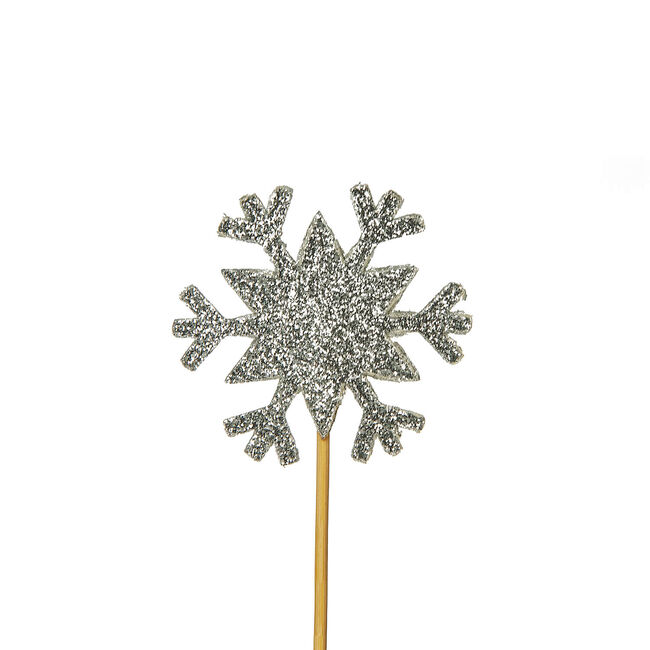 Glitter Snowflake Cupcake Toppers 12 Pack - Silver