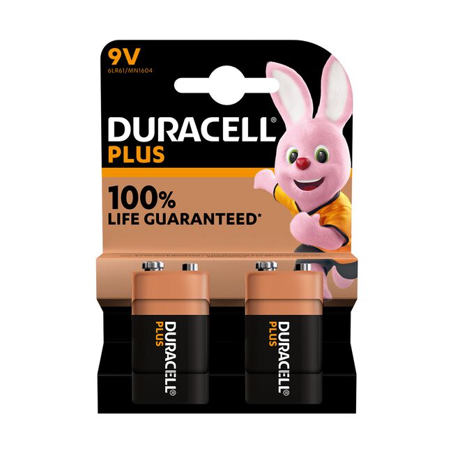 Duracell Plus 9V Batteries 2 Pack