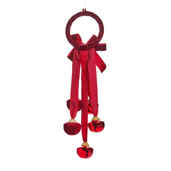 Red Velvet Bells Hanging Tree Decoration