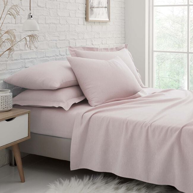 Double Flat Sheet Brushed Cotton - Pink