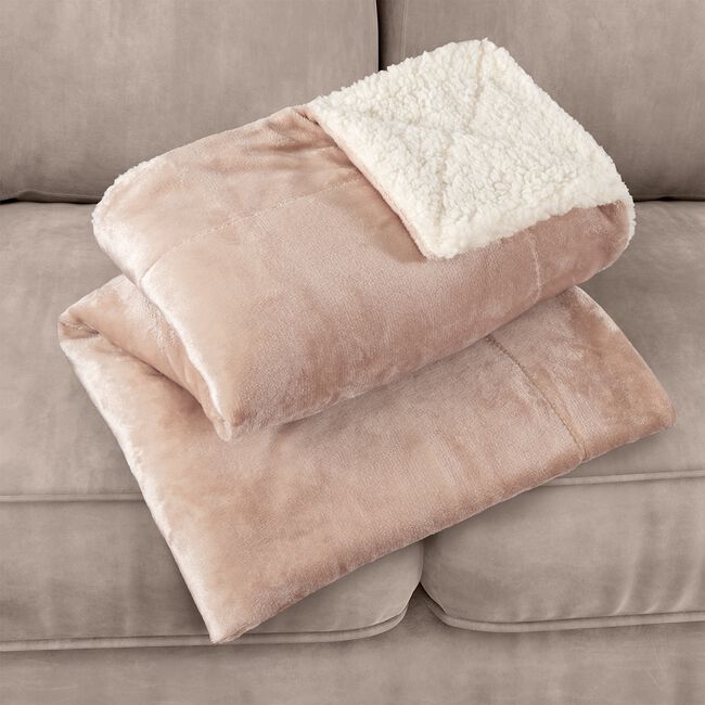 NICOLE DAY MINK SHERPA STONE 130x170cm Throw