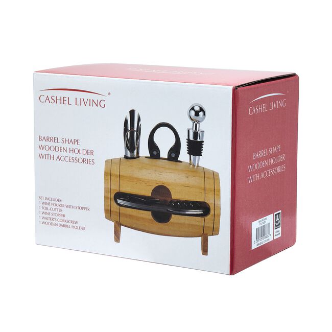 Cashel Living Barrel Holder with Wine Accessories 