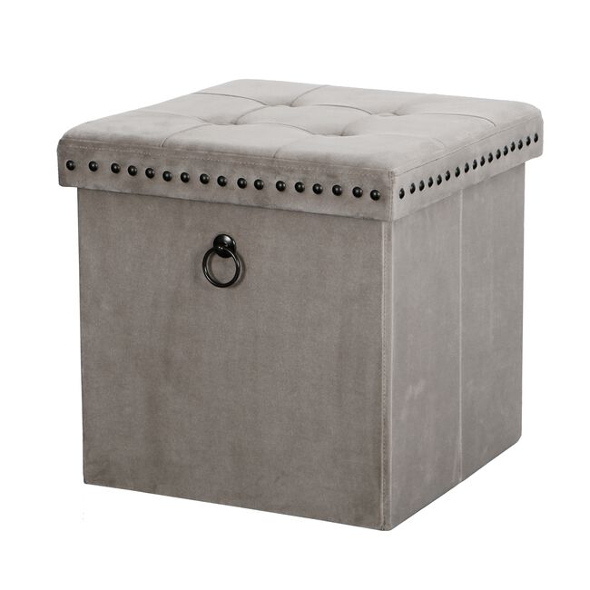 VELVET FOLDABLE SMALL Mink Ottoman