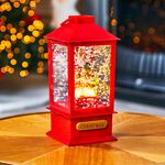 Mini Snowing Santa Lantern 19cm