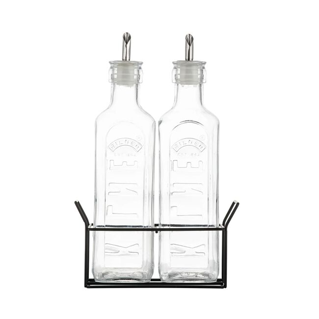 Kilner Oil Bottle Set with Metal Rack