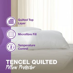 Tencel Quilted Pillowcase Protector Pair - White 