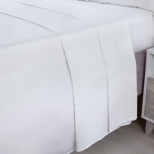 SUPER KING FLAT SHEET 200 Threadcount Cotton White