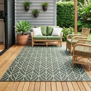 Leaves Green 150cm x 210cm Outdoor Rug - Green