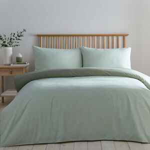 SINGLE DUVET COVER Luxury Percale Sage Green/Forest Green
