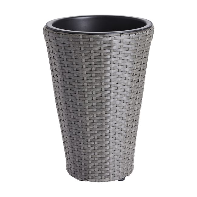 Rattan Round Plant Pot Grey
