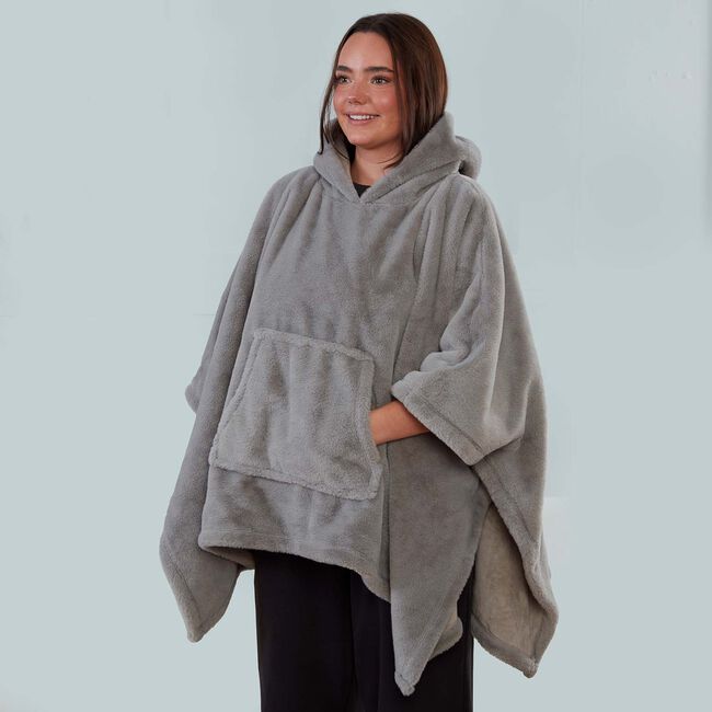 NICOLE DAY FAUX FUR HOODIE BLANKET Grey 