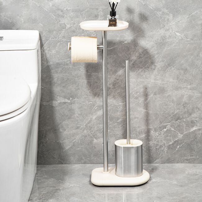 Nordhaus Beige Toilet Roll And Brush Holder