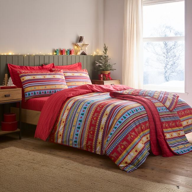 SINGLE DUVET COVER Festive Fairisle