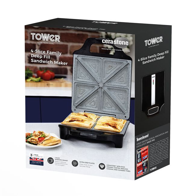 Tower 4 Slice Deep Sandwich Maker