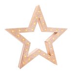 Set Of 2 Light Up Christmas Wooden Stars
