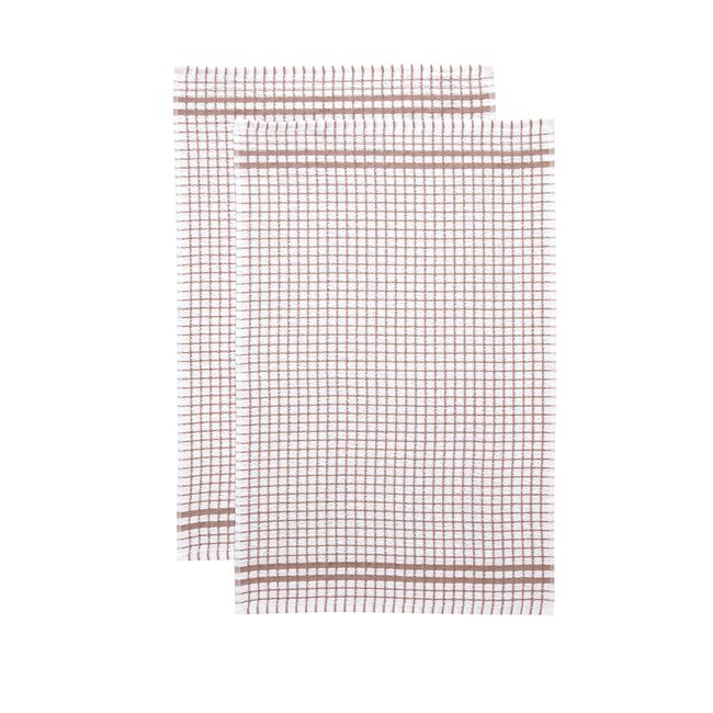 Mono Check Tea Towels 2 Pack - Natural