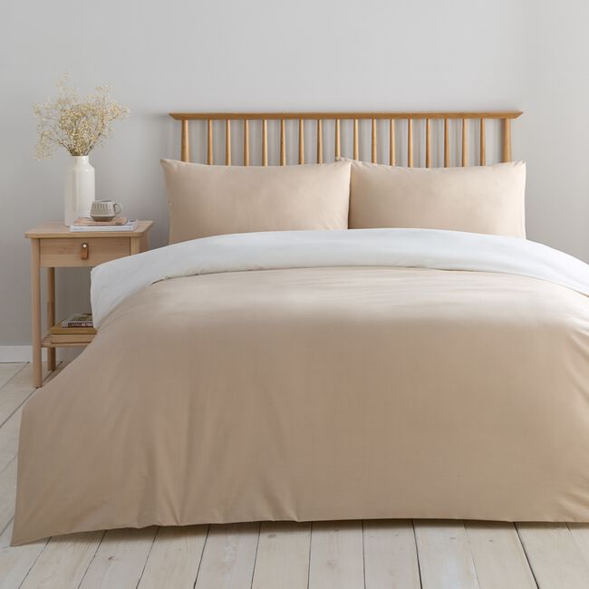 SINGLE DUVET COVER Luxury Percale Caramel/Cream