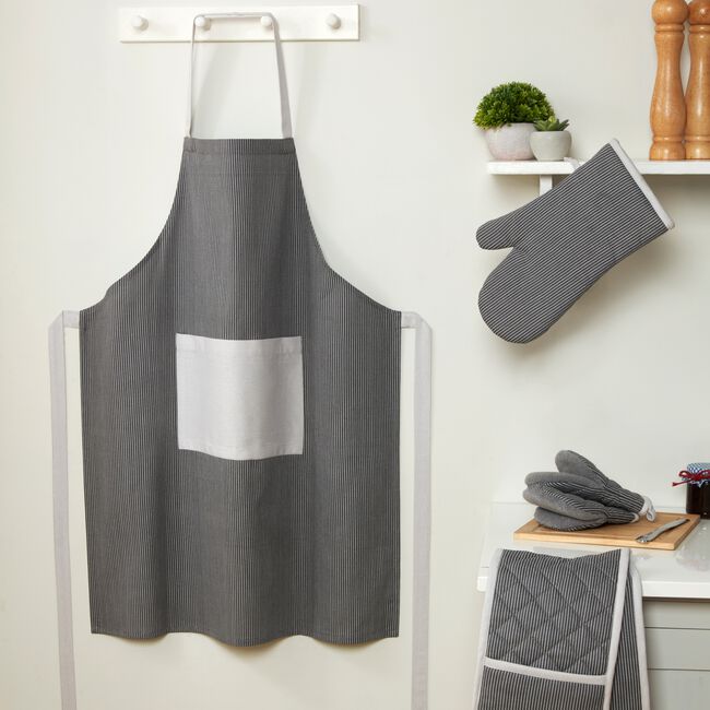Pinstripe Micro Oven Mitt - Charcoal